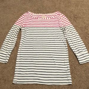 Pink and gray striped 3/4 sleeve